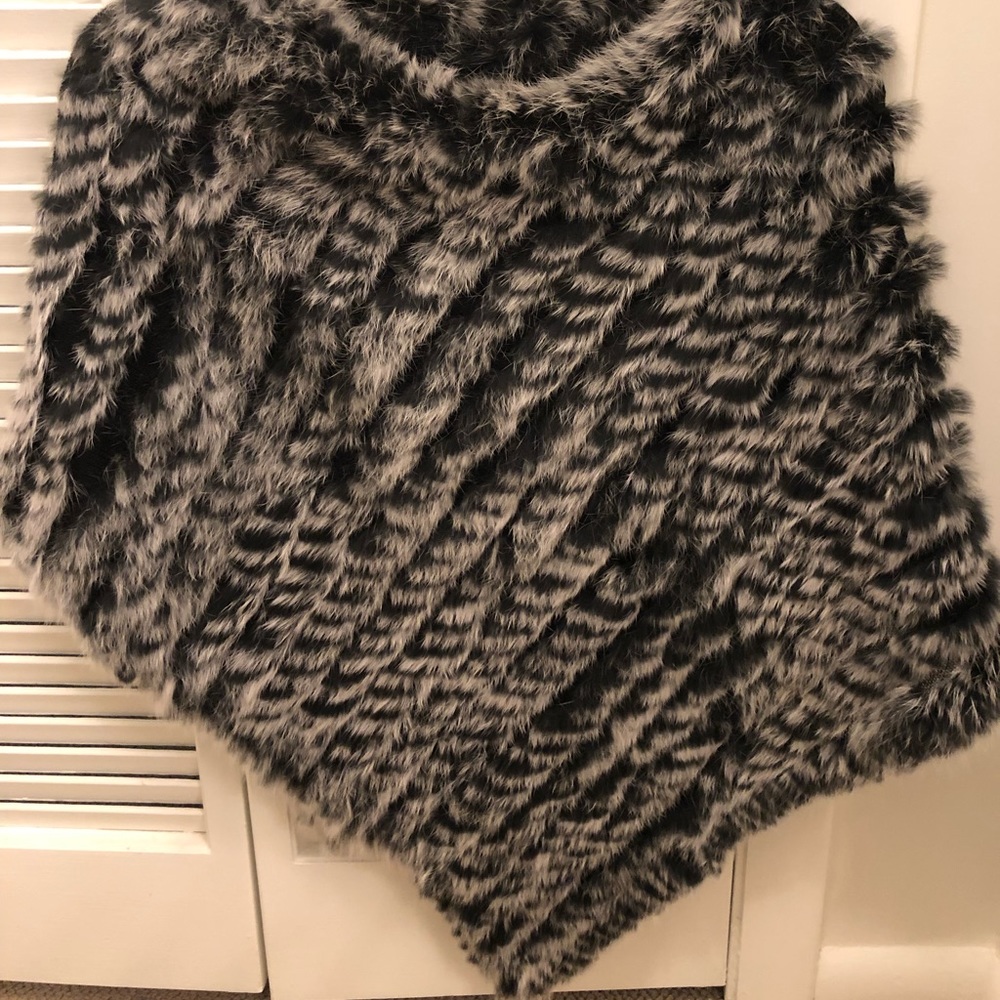 Black and white fur poncho